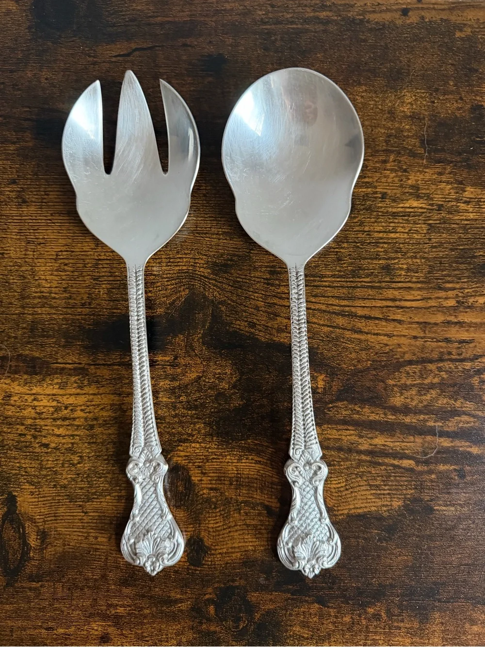 Vintage Silverplate Salad Serving Spoon & Fork Set
